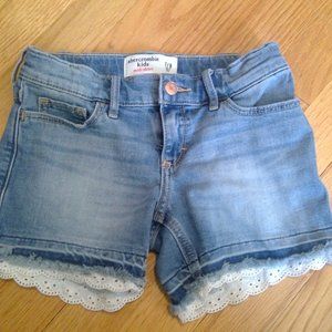 Girls abercrombie midi shorts with lace trim
